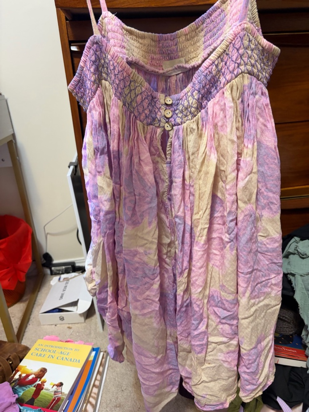 Free People Pink Lavender Tie-Dye Smocked Jumpsuit